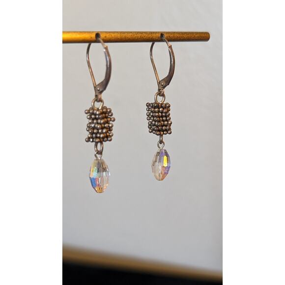 Vintage Crystal Marked Sterling 925 Lever Back Earrings - Picture 3 of 7